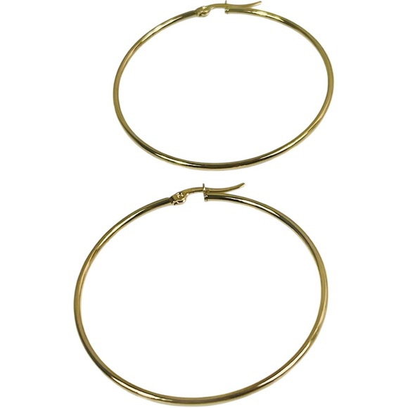 18K Gold Plated Large Hoop Earrings 50mm - Picture 5 of 8